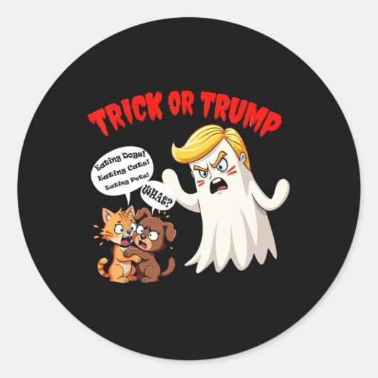 Essen der Hunde Trick oder Trump lustigen Trump 20 Runder Aufkleber (Vorderseite)