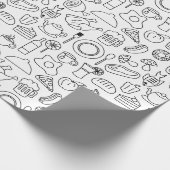 Essen doodle schwarz-weiß geschenkpapier (Ecke)