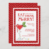 Essen Drink & be Frohe Weihnachtscocktail Party Einladung (Vorne/Hinten)