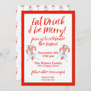 Essen Drink & Be Merry - Candy Cane Weihnachten Pa Einladung