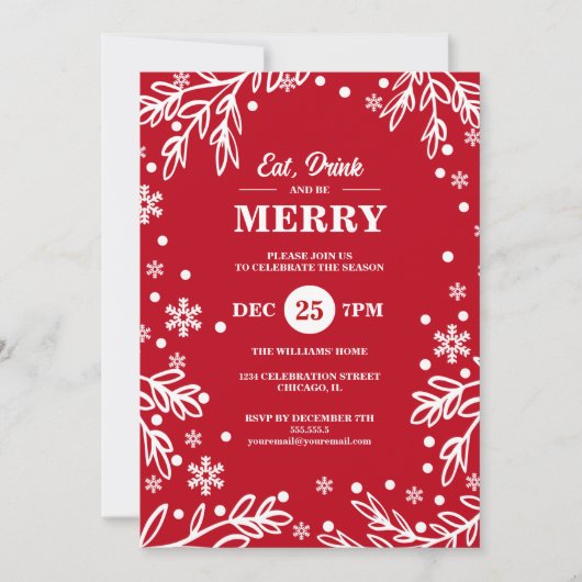 Essen Drink & Be Merry Feier Einladung (Vorderseite)