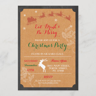 Essen Drink & Be Merry Rentier Weihnachtsladen Einladung