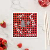 Essen Drink be Merry Tree Gray Snowman Buffalo Woo Serviette (Beispiel)