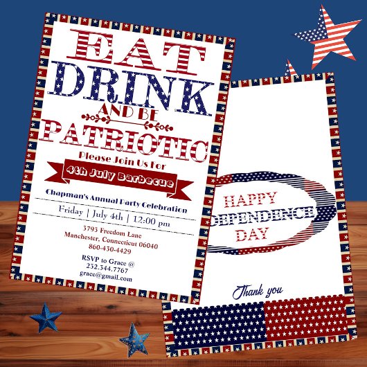 Essen Drink & Be Patriotic 4. Juli Grill Party Einladung