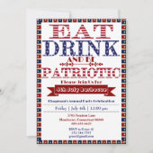 Essen Drink & Be Patriotic 4. Juli Grill Party Einladung (Vorderseite)