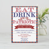 Essen Drink & Be Patriotic 4. Juli Grill Party Einladung (Stehend Vorderseite)