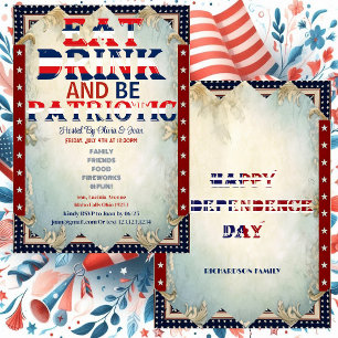 Essen Drink & Be Patriotic 4. Juli Party Shabby Ch Einladung