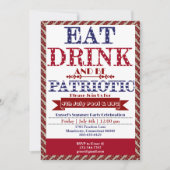 Essen Drink & Be Patriotic 4. Juli Pool & GRILLEN Einladung (Vorderseite)