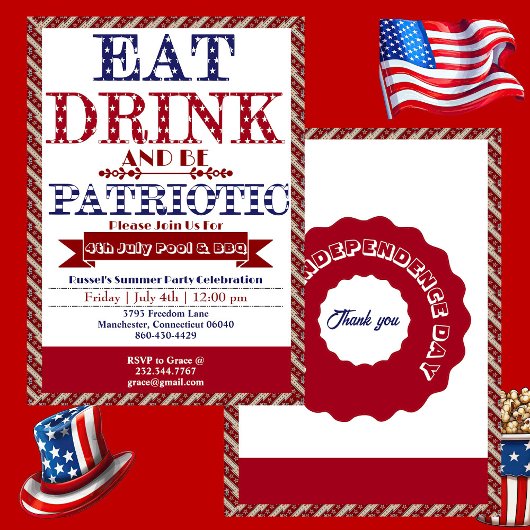 Essen Drink & Be Patriotic 4. Juli Pool & GRILLEN Einladung