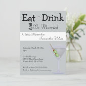 Essen Drink & Be Verheiratet Bridal Dusche Einladu Einladung (Stehend Vorderseite)