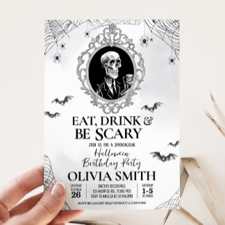 Essen Drink & Beängstigend Gotische Halloween Gebu Einladung