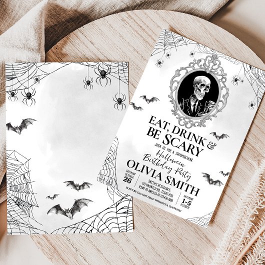 Essen Drink & Beängstigend Gotische Halloween Gebu Einladung