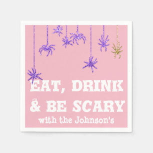 Essen Drink Beängstigend Spinnen Halloween Pink Li Serviette