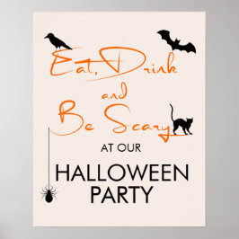 Essen Drink & Beängstigendes Halloween-Party Begrü Poster