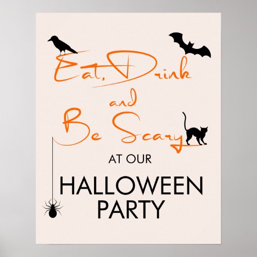 Essen Drink & Beängstigendes Halloween-Party Begrü Poster (Vorne)