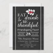 Essen Drink, Chalkboard Erntedank Fest Einladung (Vorderseite)