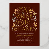 Essen Drink geben Dank Foil Erntedank Einladung (Vorderseite)