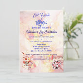 Essen Drink & Liebe Herzlich Valentinstag Feiern Einladung (Stehend Vorderseite)