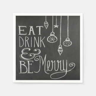 Essen Drink Merry Chalkboard Weihnachten Napkins Serviette