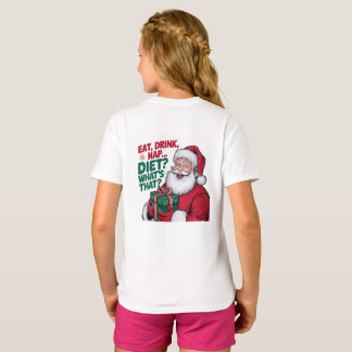 Essen Drink Nickerchen, was Diät, lustige Santa T-Shirt