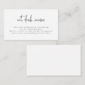 Essen Drink Recover Schwarz-weiß Post Wedding Brun Begleitkarte (Vorne/Hinten)