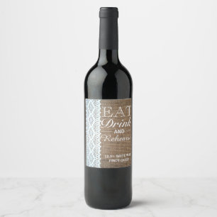 Essen Drink & Rehearse Burlap Lace Probe Dinner Weinetikett