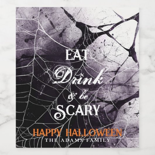 Essen Drink & Sei Beängstigend Spider Web Happy Ha Weinetikett (Einzelnes Label)
