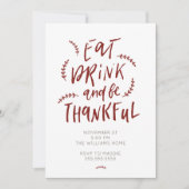 Essen Drink sei dankbar Erntedank Freundschaft geb Einladung (Vorderseite)