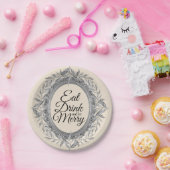 Essen Drink sei froh Holiday Silver Blätter Wreath Pappteller (Party)