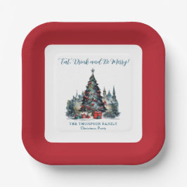 Essen Drink sei froh traditionelle Szene Weihnacht Pappteller