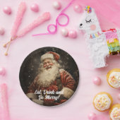 Essen Drink sei froh Vintag Weihnachtsmann Weihnac Pappteller (Party)