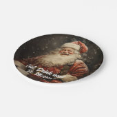 Essen Drink sei froh Vintag Weihnachtsmann Weihnac Pappteller (Schrägansicht)