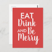 Essen Drink & Sei froh Weihnachten rot Weißes Zita Postkarte (Vorne/Hinten)