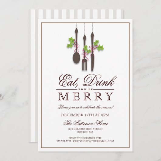 Essen Drink & Sei frohe Weihnachtsfeier Einladung (Vorne/Hinten)