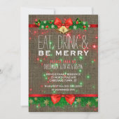 Essen Drink sei frohe Weihnachtsfeier Rustikal Einladung (Vorderseite)