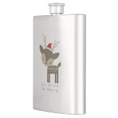 Essen Drink sei frohe Weihnachtsweih in roter Weih Flachmann (Links)