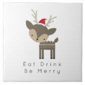 Essen Drink sei frohe Weihnachtsweih in roter Weih Fliese (Vorderseite)