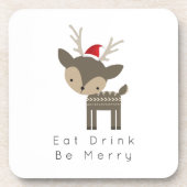 Essen Drink sei frohe Weihnachtsweih in roter Weih Getränkeuntersetzer (Vorderseite)