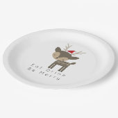 Essen Drink sei frohe Weihnachtsweih in roter Weih Pappteller (Schrägansicht)