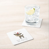 Essen Drink sei frohe Weihnachtsweih in roter Weih Rechteckiger Pappuntersetzer (Vor Ort)