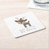 Essen Drink sei frohe Weihnachtsweih in roter Weih Rechteckiger Pappuntersetzer (angewinkelt)