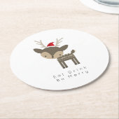 Essen Drink sei frohe Weihnachtsweih in roter Weih Runder Pappuntersetzer (Angewinkelt)