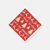 Essen Drink sei frohe, weiße Gold Rentiers Red Whi Serviette (Ecke)