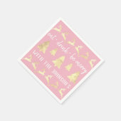 Essen Drink sei frohe, weiße Goldene Rentiers Pink Serviette (Ecke)