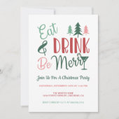 Essen Drink sei fröhliche Typografie Weihnachts-Pa Einladung (Vorderseite)