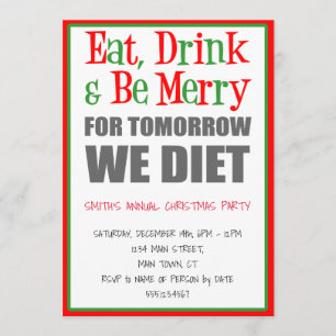 Essen Drink sei fröhliches Weihnachts-Party Einladung