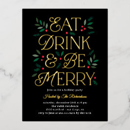 Essen Drink sei Merry Foil Holiday Einladung Postk