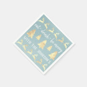 Essen Drink sei Merry Gold Reindeer Kraft Blue Aqu Serviette (Ecke)