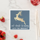 Essen Drink sei Merry Gold Reindeer Kraft White Bl Serviette (Beispiel)