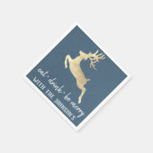 Essen Drink sei Merry Gold Reindeer Kraft White Bl Serviette (Ecke)